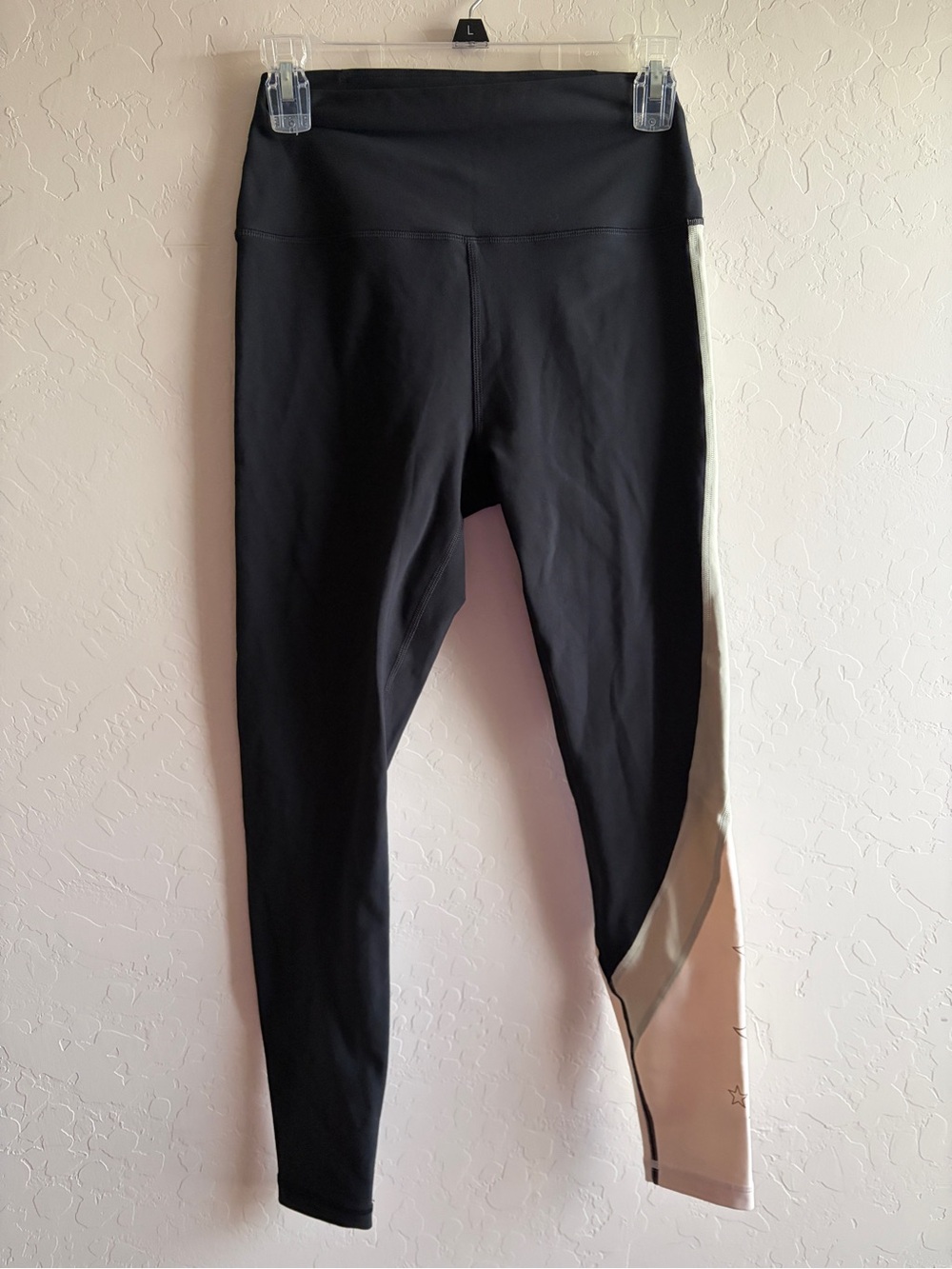 Peloton Black Leggings with Cream Side Panel